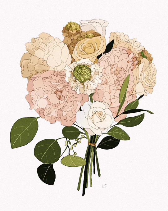 Soft subtle wedding bouquet commish 