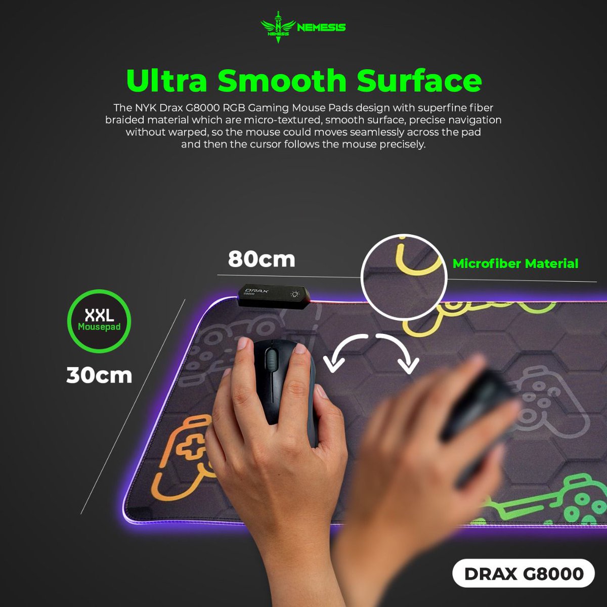GSShopID's tweet photo. Mousepad DRAX G8000 berukuran XXL memudahkan tangan bergerak lebih bebas yg terbuat dari bahan kain anti gesek berkualitas tinggi dan memiliki Multiple RGB Lighting ada 7 mode RGB serta Waterproof.

Chat &amp; Buy https://t.co/bzGkldq1VK https://t.co/iDZZDb1eHv