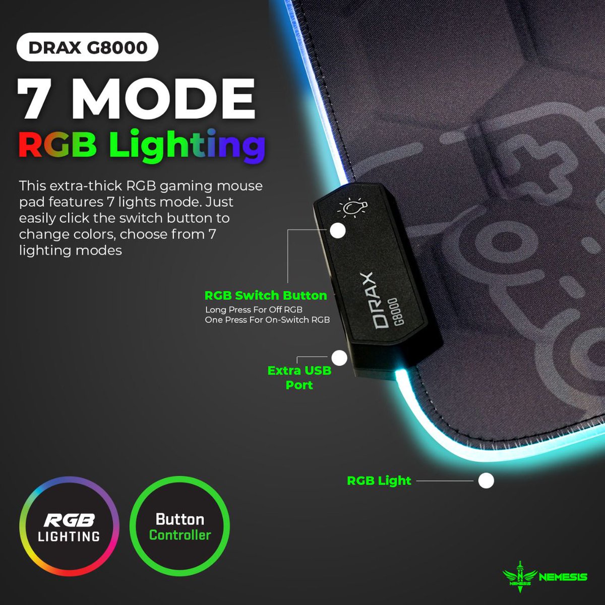 GSShopID's tweet photo. Mousepad DRAX G8000 berukuran XXL memudahkan tangan bergerak lebih bebas yg terbuat dari bahan kain anti gesek berkualitas tinggi dan memiliki Multiple RGB Lighting ada 7 mode RGB serta Waterproof.

Chat &amp; Buy https://t.co/bzGkldq1VK https://t.co/iDZZDb1eHv