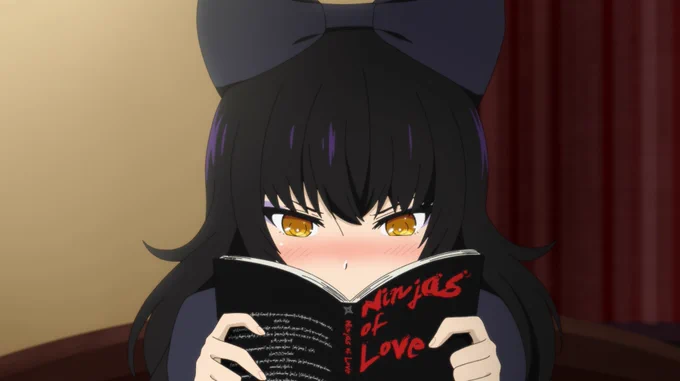 RWBY氷雪帝国でブレイクの愛読本が出てるんだったらるびちびのブレイク「ルビー?私の本じゃない?」ルビー「こんなの不潔だよ!!フケツ!!」ブレイク「か、返してくれるの?」ルビー「後でね!!」ってやりとりやって欲しかったなぁ 