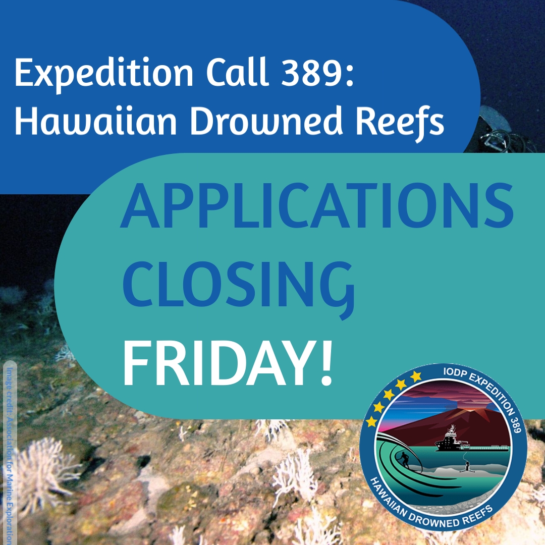Want to join Co-Chief Scientist Jody Webster on #IODP #Exp389: Hawaiian Drowned Reefs? Get in QUICK - apps close this Friday! Info👉iodp.org.au/expedition-cal… #ScientificOceanDrilling @GRGusyd @anzic_iodp⁦ @sydneyunigeo @USydMSI @anuearthscience @TheJR @ECORD_IODP