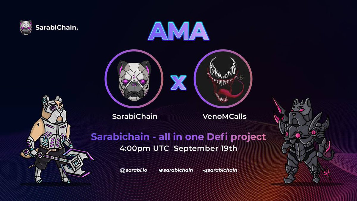 SarabiChain's tweet photo. 🎙️ SARABICHAIN x VENOM CALLS

🎖SARABICHAIN is absolutely proud to be in an AMA with @venomcalls .
70k+ users in Venom group will be attracted by the advantages of Sarabichain. 

⏰4:00pm UTC
📅Monday 19th 
🌠 https://t.co/eYVzV76r2g https://t.co/i4Ex7qQWwu