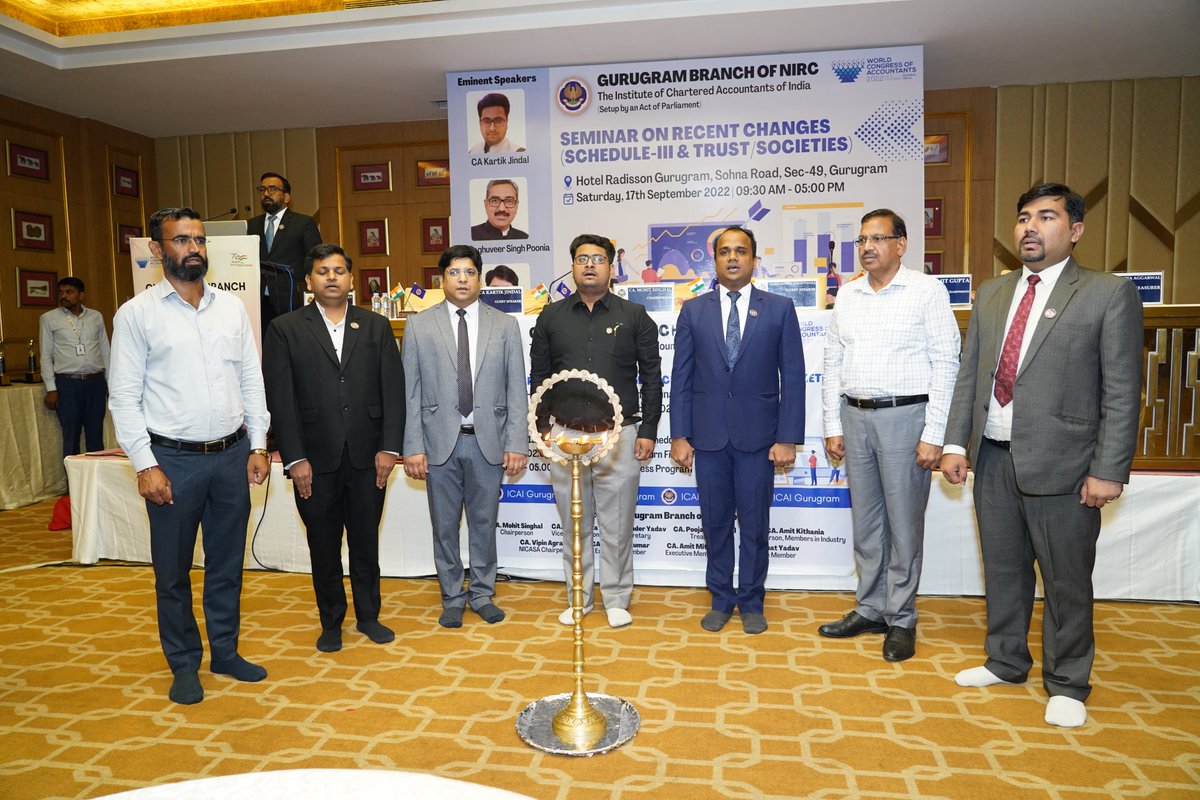 icaigurugram's tweet photo. Glimpse of #PhysicalSeminar on Recent Changes (Schedule-III & Trust/Societies) organized by Gurugram Branch of NIRC of ICAI on Saturday, 17th September 2022 at Hotel Radisson Gurugram, Sec-49, Gurugram.
#WCOA2022 #WCOAMumbai2022
@theicai @icaigurugram @msinghal33 @caamanyadav https://t.co/N1nD7CDarF