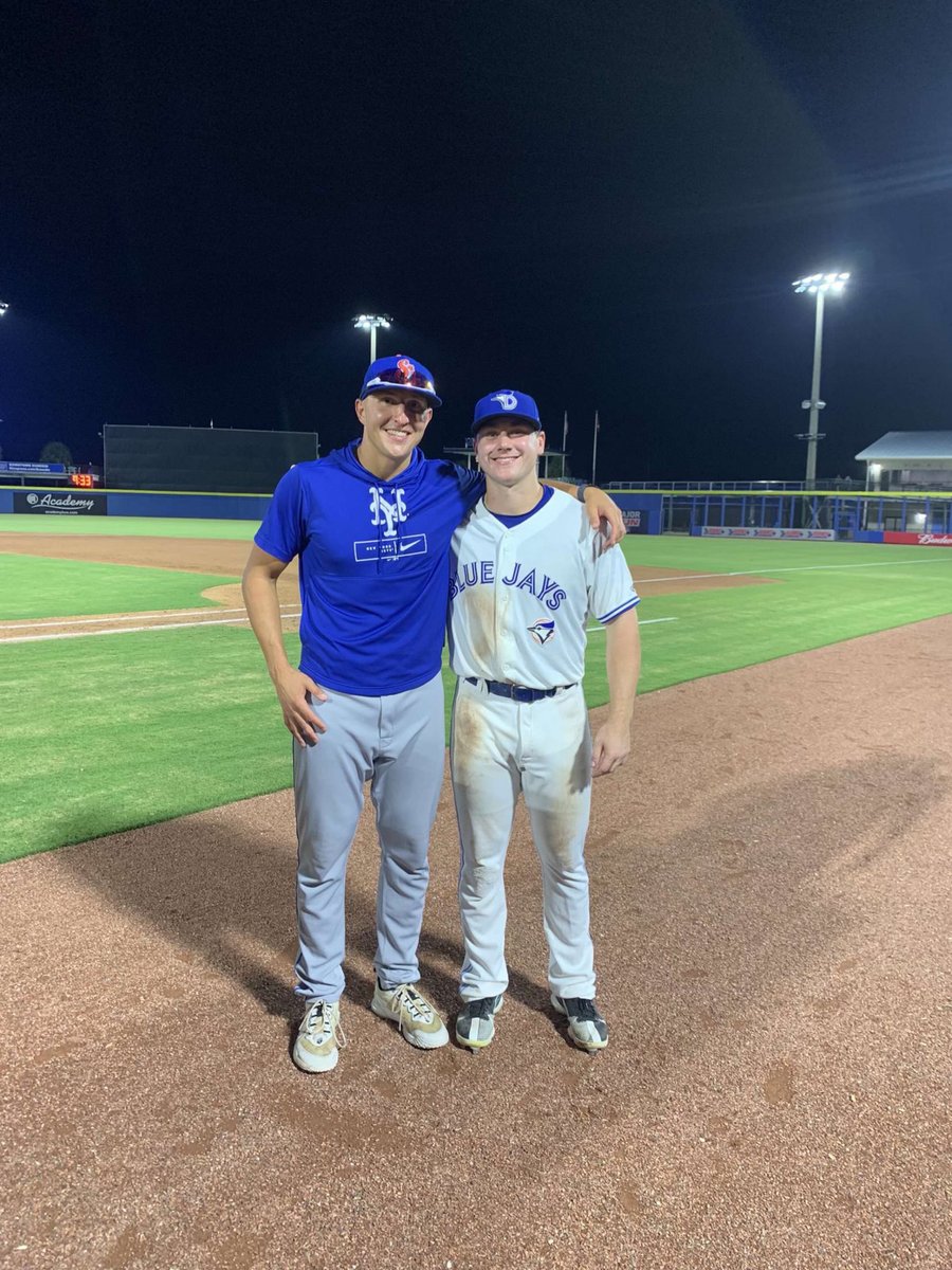 A pair of former Bluejays, @dylantebrake & @alanster28, faced off on the diamond at the next level!