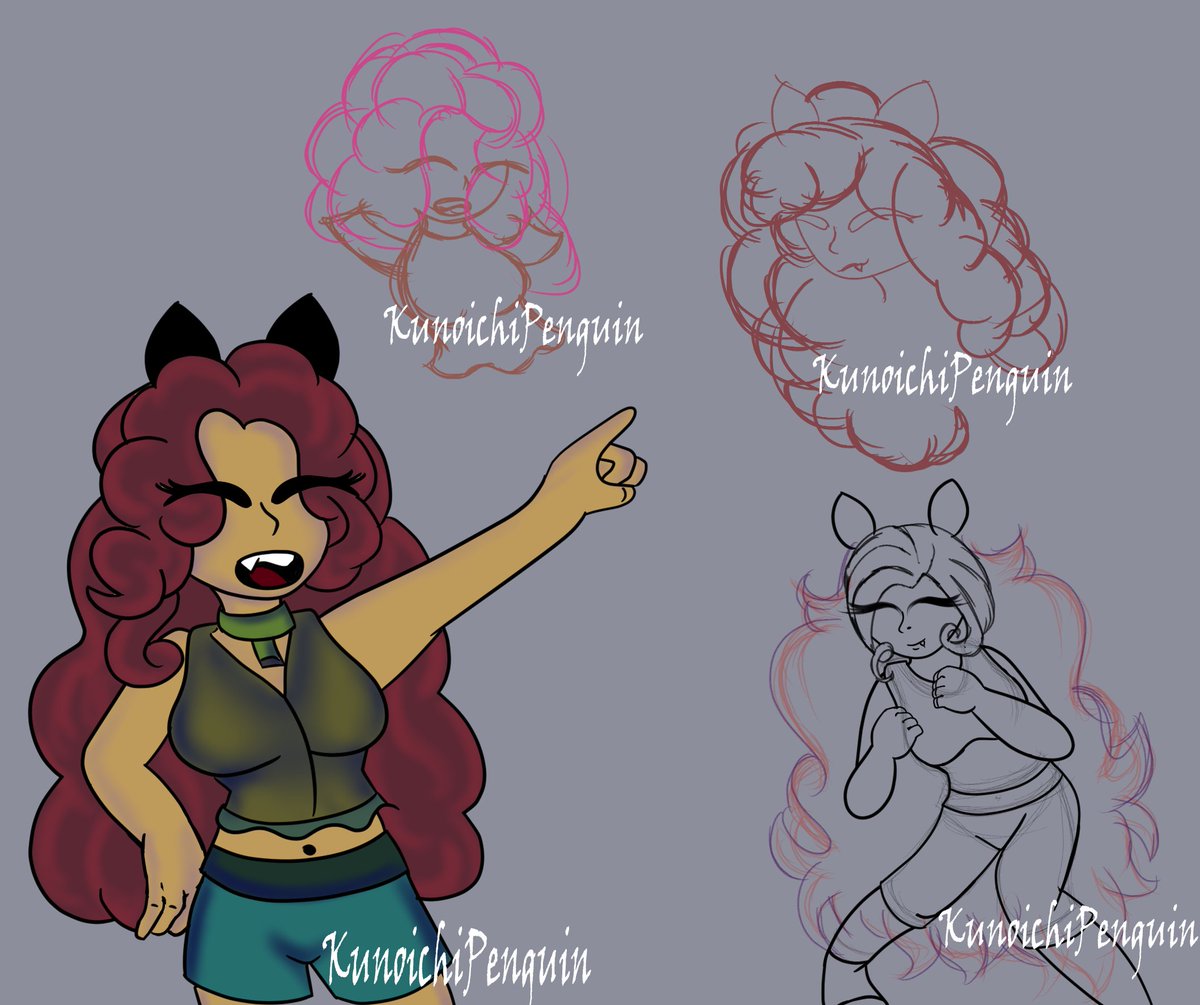 PenguinInCharge's tweet photo. I realized I haven't drawn any of my human characters in a while. So, here's some random doodles of my bat girl character. https://t.co/dM0FavChg5