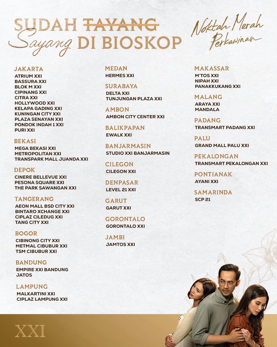 RapiFilm's tweet photo. Testimoni, komentar, dan review bagus Noktah Merah Perkawinan sudah bertebaran. 

Filmnya menyentuh dan bermakna untuk penonton. 

Ayo jangan nunda nonton Noktah Merah Perkawinan. Gasss ke bioskop sekarang juga!

#NoktahMerahPerkawinan https://t.co/zoRWOBL48j