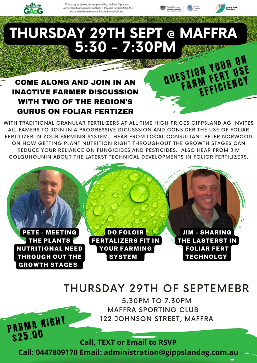 Exciting event by <a href="/Gippsland_Ag/">Gippsland Agricultural Group Inc</a> with <a href="/Jim_Colquhoun/">Jim Colquhoun</a> and <a href="/FullCircleNutr1/">FullCircle Nutrition</a>.