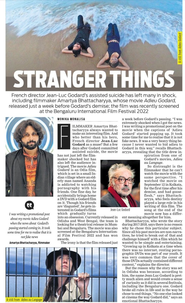 Filmmaker Amartya Bhattacharyya speaks to <a href="/monikkamon/">Monika Monalisa</a> about his film Adieu Godard

<a href="/santwana99/">santwanabhattacharya</a> <a href="/Cloudnirad/">Nirad Mudur</a> <a href="/NewIndianXpress/">The New Indian Express</a> <a href="/tniefeatures/">TNIE Features</a>
newindianexpress.com/cities/bengalu…

#Godard