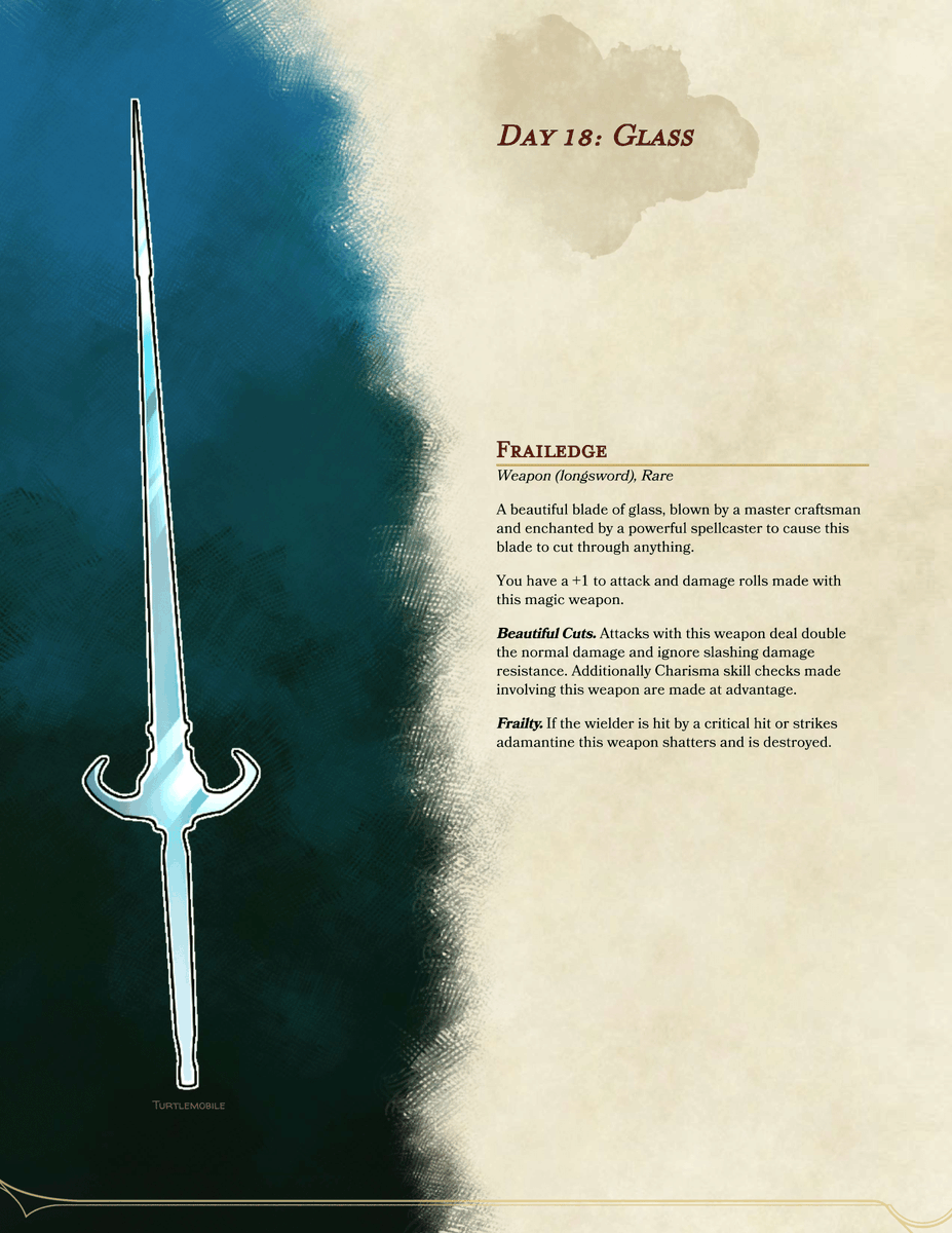 mobile_turtle's tweet photo. #swordtember #swordtember2022  #dnd
Day 18 - Glass https://t.co/UacUQdnqLQ