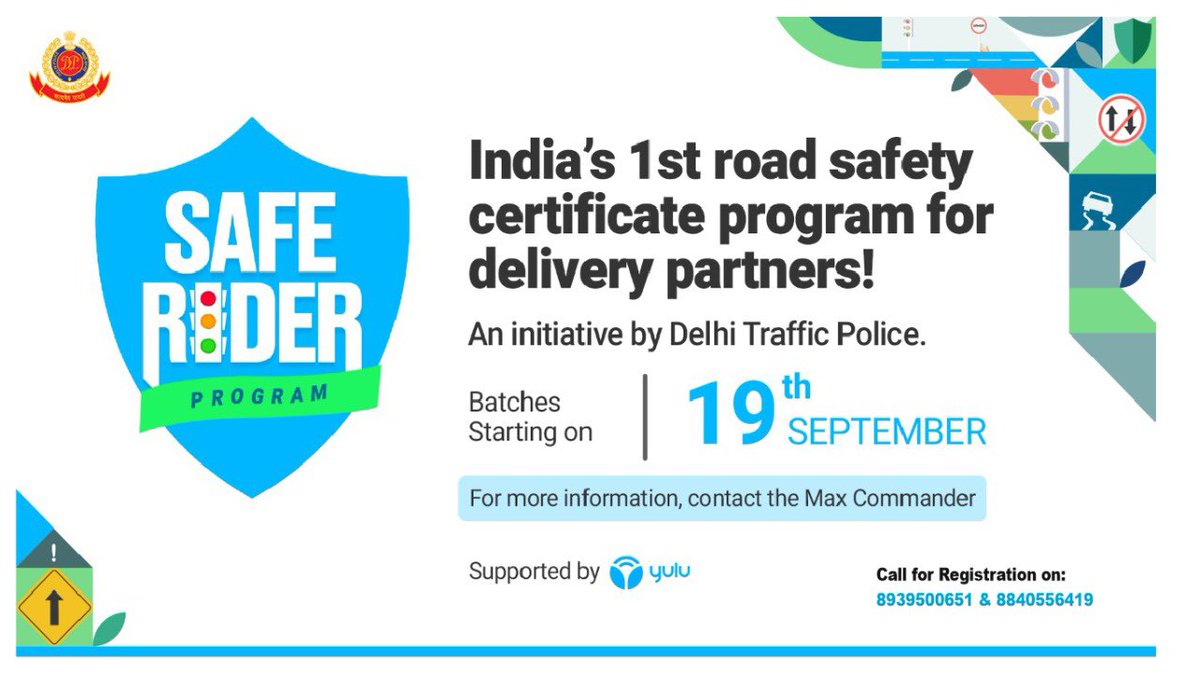 YuluBike's tweet photo. Super excited to bring our flagship #SafeRiderProgram to #Delhi! In partnership with @dtptraffic, we bring forward India’s first-of-a-kind safe rider #certificationprogram for #deliverypartners at Traffic
Training Park, Roshanara Bagh today
@MORTHIndia @rk_misra https://t.co/LPXYPFnBlh