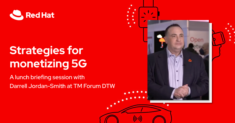.<a href="/RedHat/">Red Hat</a> Global TME&amp;Industries SVP <a href="/darrelljs/">Darrell Jordan-Smith</a> will discuss strategies for monetizing #5G alongside <a href="/alexiskoalla/">Alexis KOALLA</a> from <a href="/orange/">Orange</a> at <a href="/tmforumorg/">TM Forum</a>
#TMFDigital. Submit your interest here to partecipate here - red.ht/3DiJ0iM