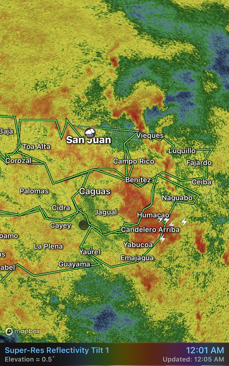 juancpedreira's tweet photo. Ver esta imagen de radar, a esta hora, con casi todo Puerto Rico bajo amarillo, es extremadamente preocupante���

Puerto Rico, vive su peor crisis desde el huracán María… https://t.co/NQP732Sqzv
