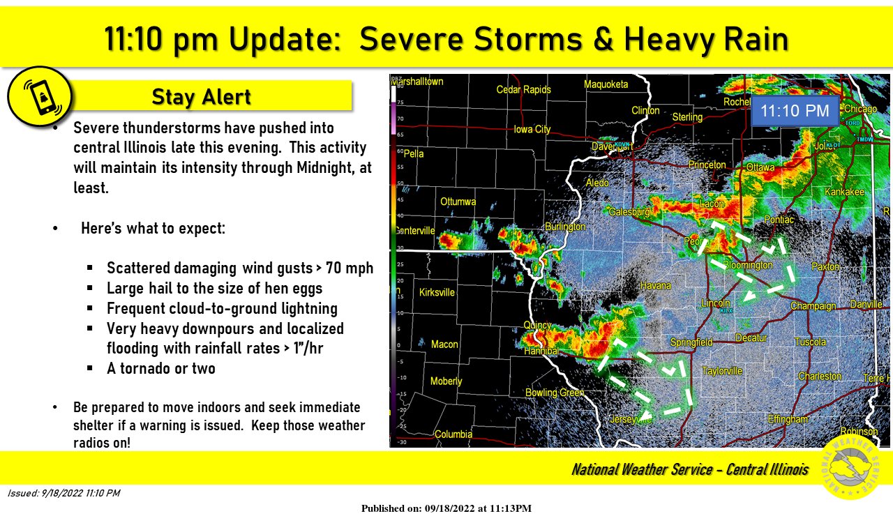 NWS Lincoln IL on Twitter "1110pm Update Severe thunderstorms are