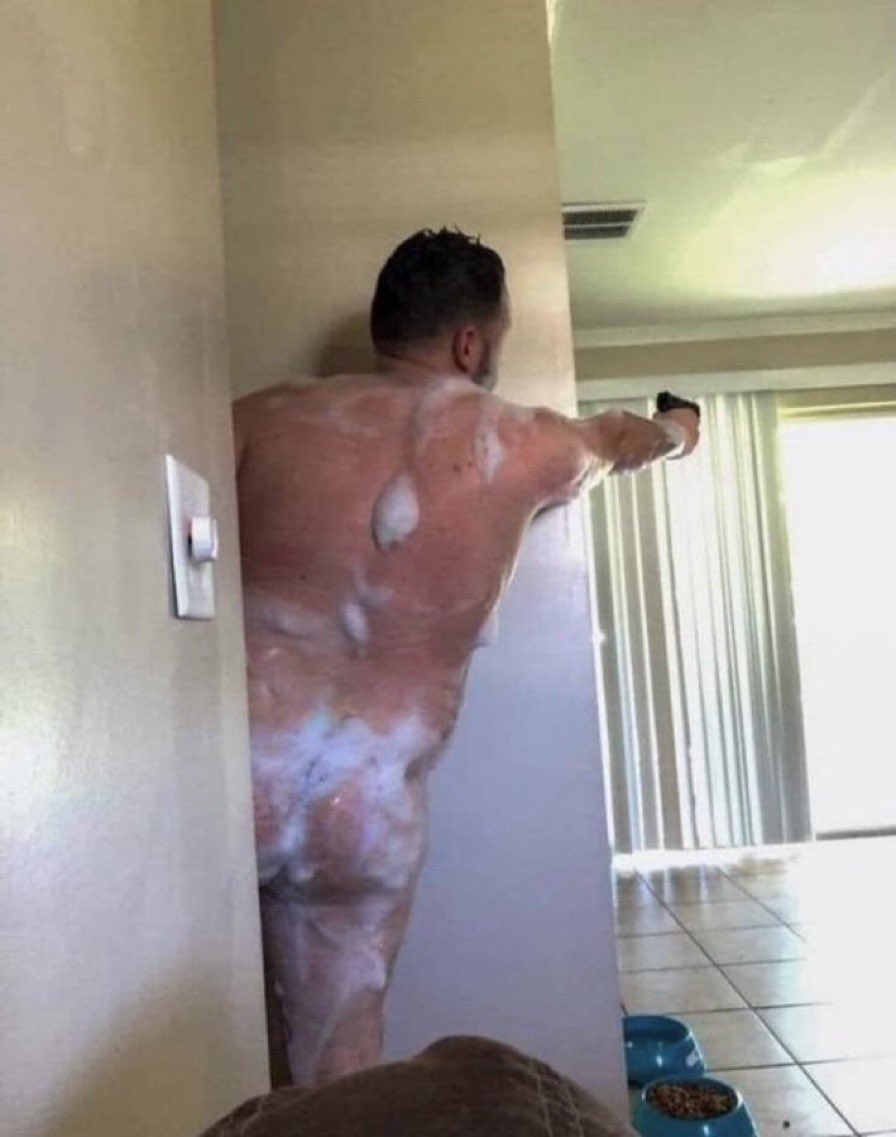 Me peeking out of showers with a classic