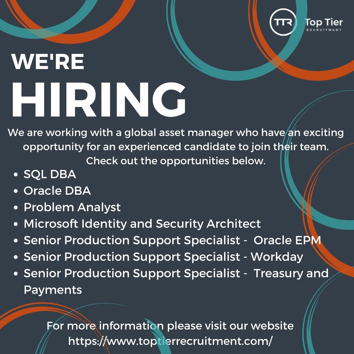 Top Tier Recruitment (@toptierjobs) on Twitter photo We are working on exciting roles with a growing asset manager in Dublin City Centre. Contact laura@ttrmail.com for more information. or visit our website lnkd.in/eDGfEzcw We are working on exciting roles with a growing asset manager in Dublin City Centre. Contact laura@ttrmail.com for more information. or visit our website lnkd.in/eDGfEzcw