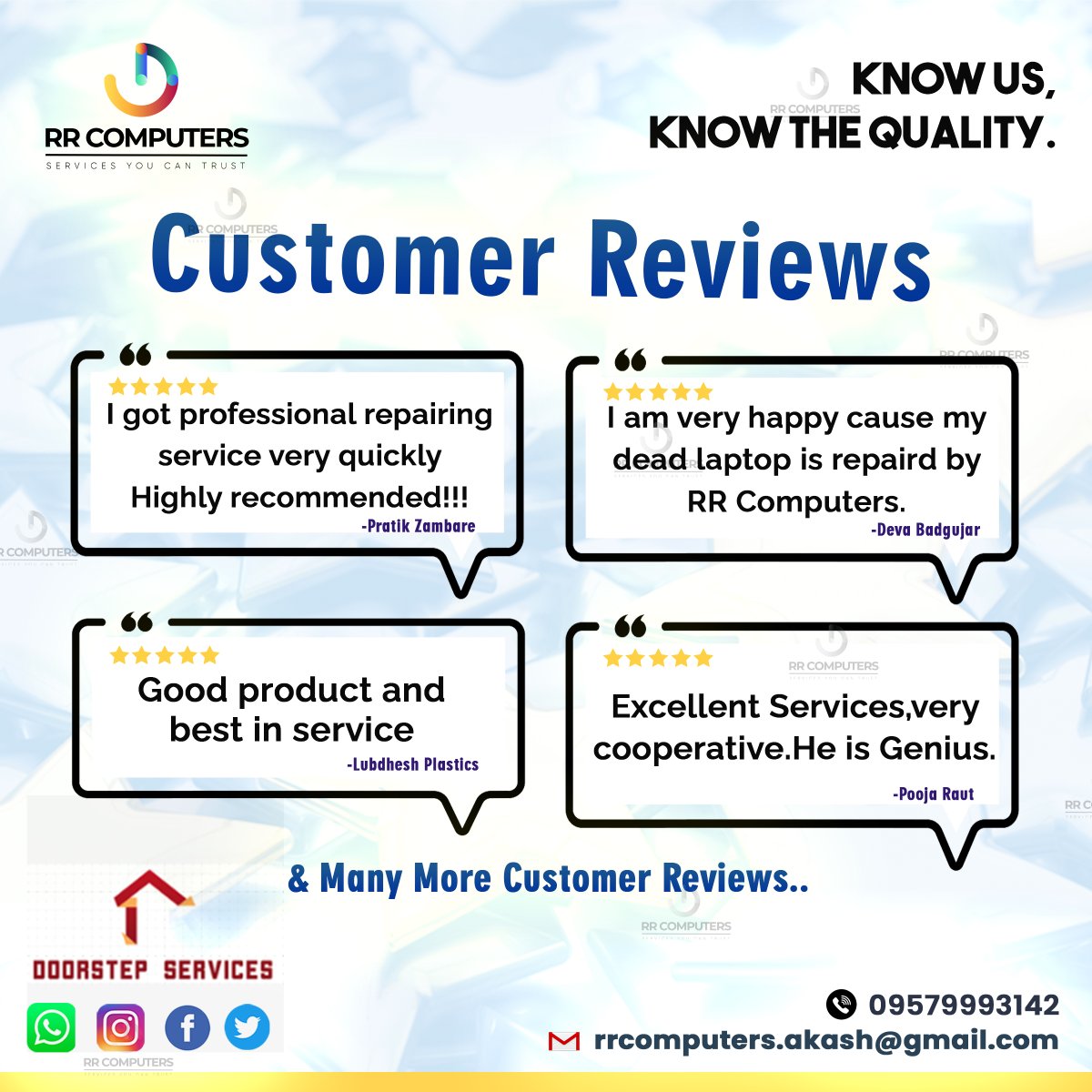 RR_Computers's tweet image. WHAT CAN BE MORE JOYOUS THAN A 
CUSTOMERS FEEDBACK
THANK YOU SO MUCH

Call Us On
8855093142
9579993142

 #RRComputers #ComputerSalesandService 
#ComputerRepairInNashik #NashikComputers 
#RRComputerNashik #bestcomputerrepair 
#testimonial