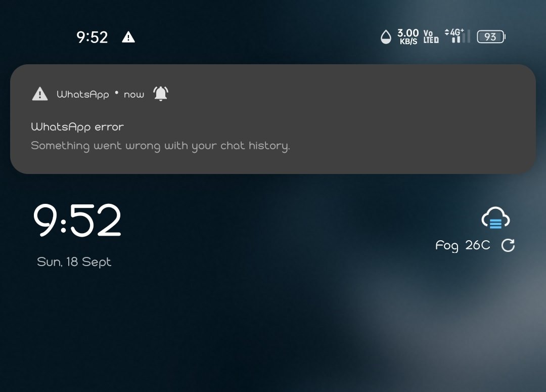 NissamBA995's tweet photo. @WhatsApp some problems that I don't know to say so please hope to get a decision as soon as https://t.co/fi60AfX8p5 18/9/2022 from 9;40pm I am not able to use Whatsapp application I am attaching below error message https://t.co/tPUkEtEdJU