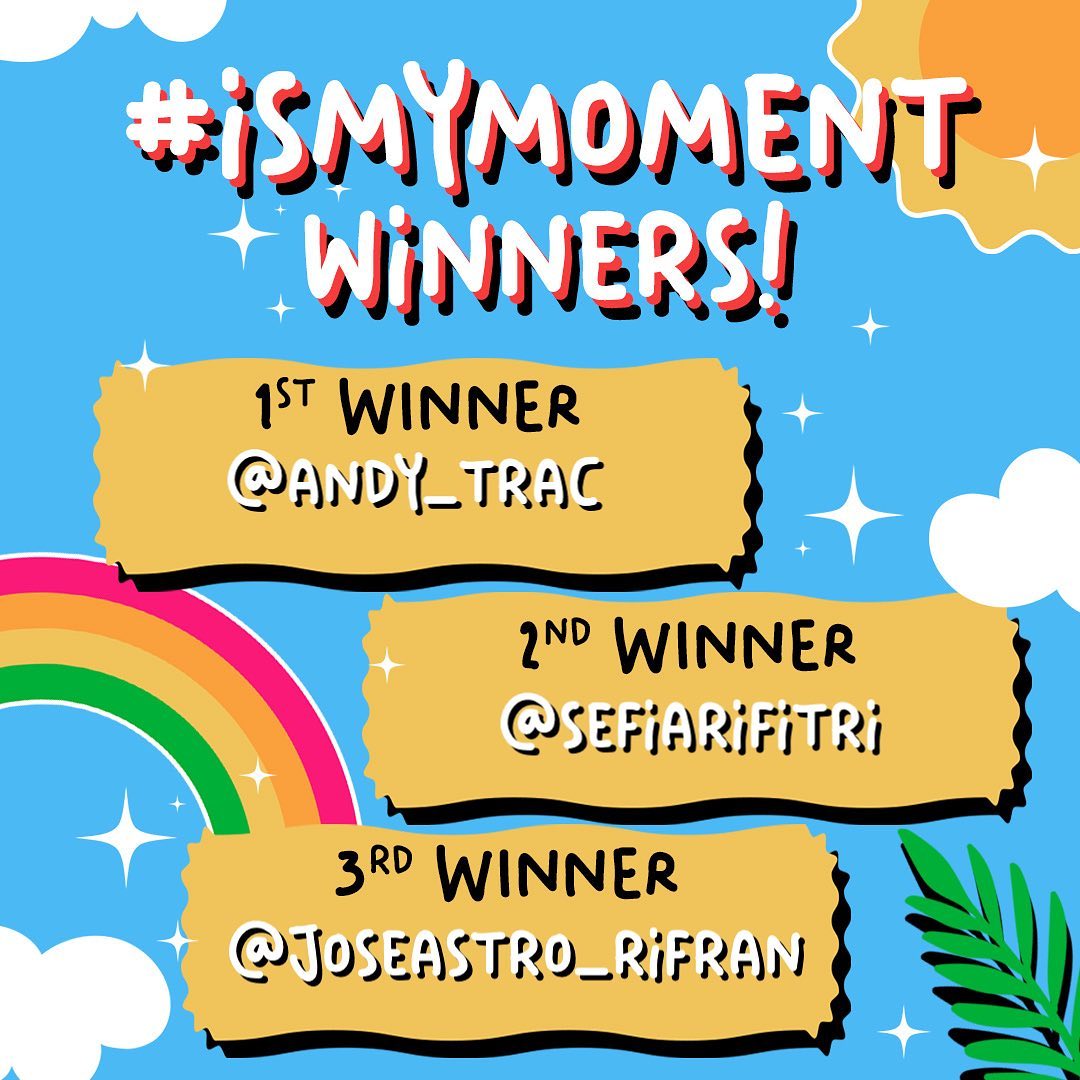Congratulations to three lucky participants of #IsMyMoment for winning

1st Winner:
- VIB 3 Days Pass Ticket
- Token Worth IDR 1 Mio

2nd Winner:
- GA 3 Days Pass Ticket
- Token Worth IDR 500k

3rd Winner:
- GA 3 Days Pass Ticket
- Token Worth IDR 250k