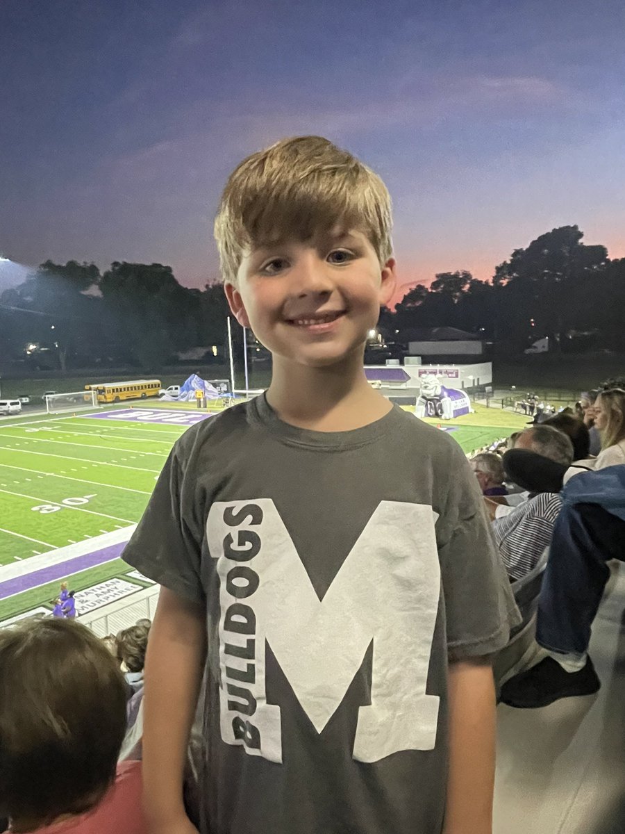 janonteach's tweet photo. R.J. finally got to go to his first big football game this year! He had a blast! I’m even more thankful for my students who make R.J. feel so special, even if they had a tough game. Watching my students be successful in their extra activities is so rewarding! We ❤️ the bulldogs! https://t.co/BI3lTFE2jg