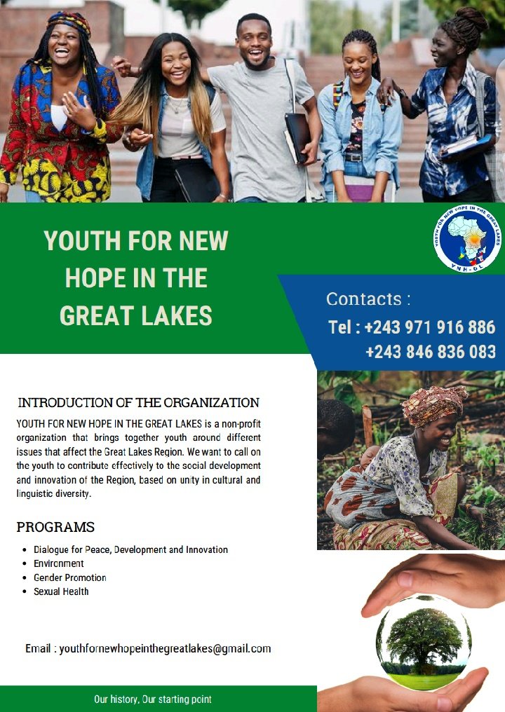 YouthYnh's tweet photo. #peace building and social #cohesion, #gender promotion and #Sexual_health , #environment and #sustainable_development 
YNH-GL ( @YouthYnh ) is a non profit organization involved in These sectors.
 #Goma , #East of #DRC 
Together we can !
@4youthdialogue 
@yarhdrc https://t.co/ucC7zrzxRo