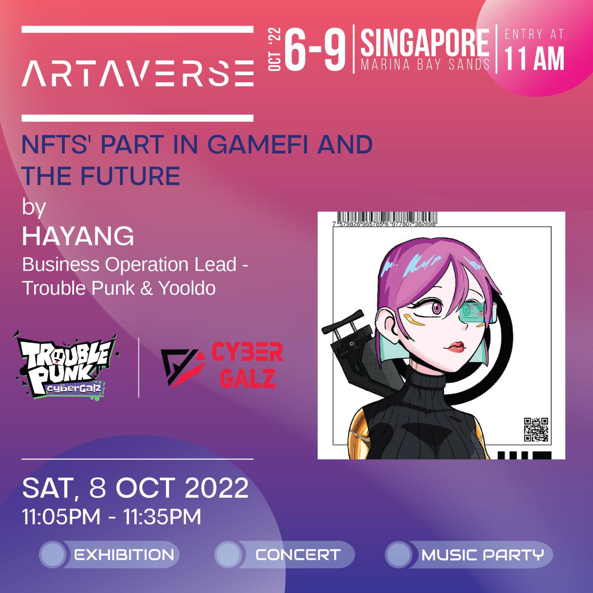 TROUBLE PUNK: Cyber Galz, the first game on Yooldo platform, is a fighting action game of the battle royale genre.

We're excited for Hayang of @CybergalzNFT to join us for our seminar!
