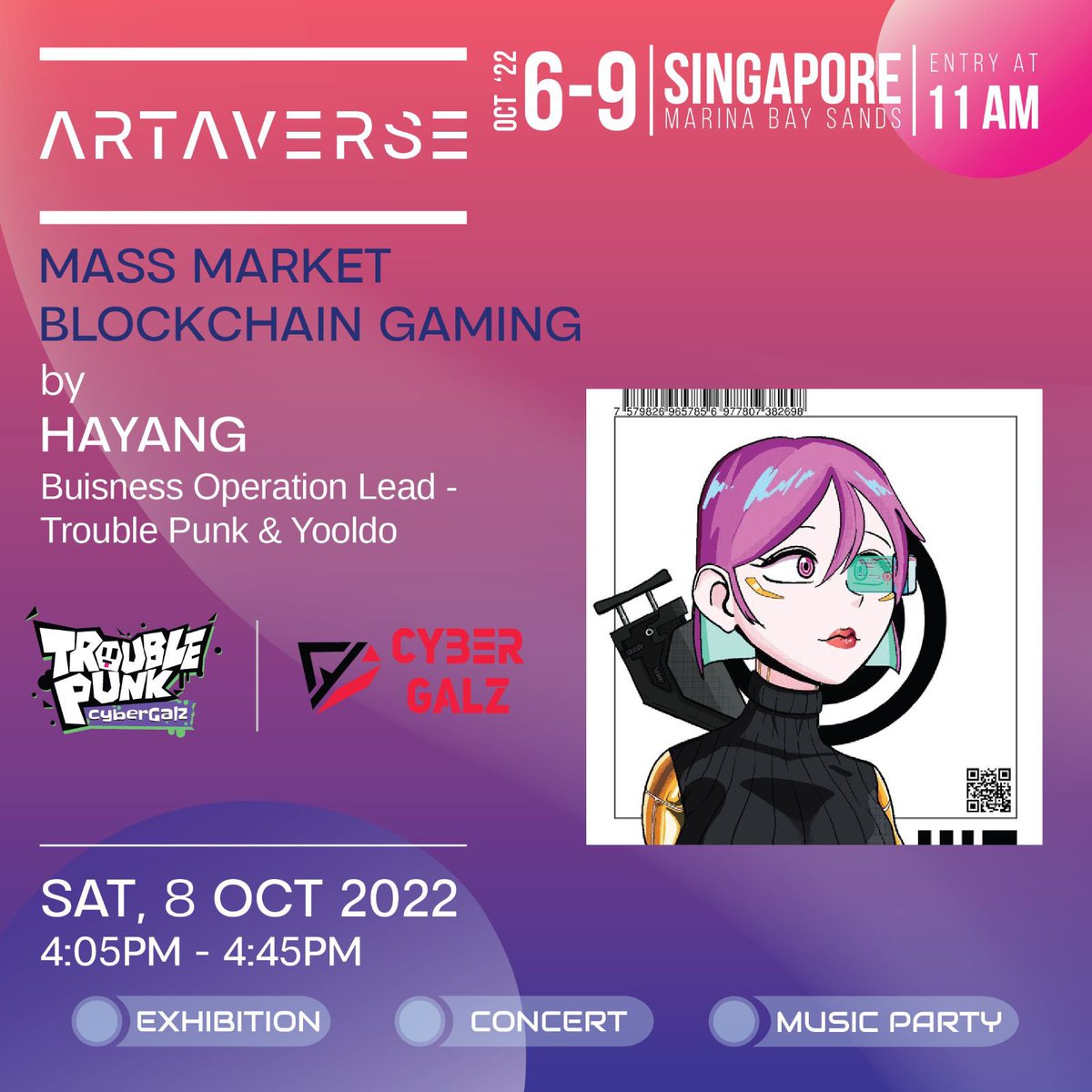 TROUBLE PUNK: Cyber Galz, the first game on Yooldo platform, is a fighting action game of the battle royale genre.

We're excited for Hayang of <a href="/CybergalzNFT/">Rebrand</a> to join us for our seminar!