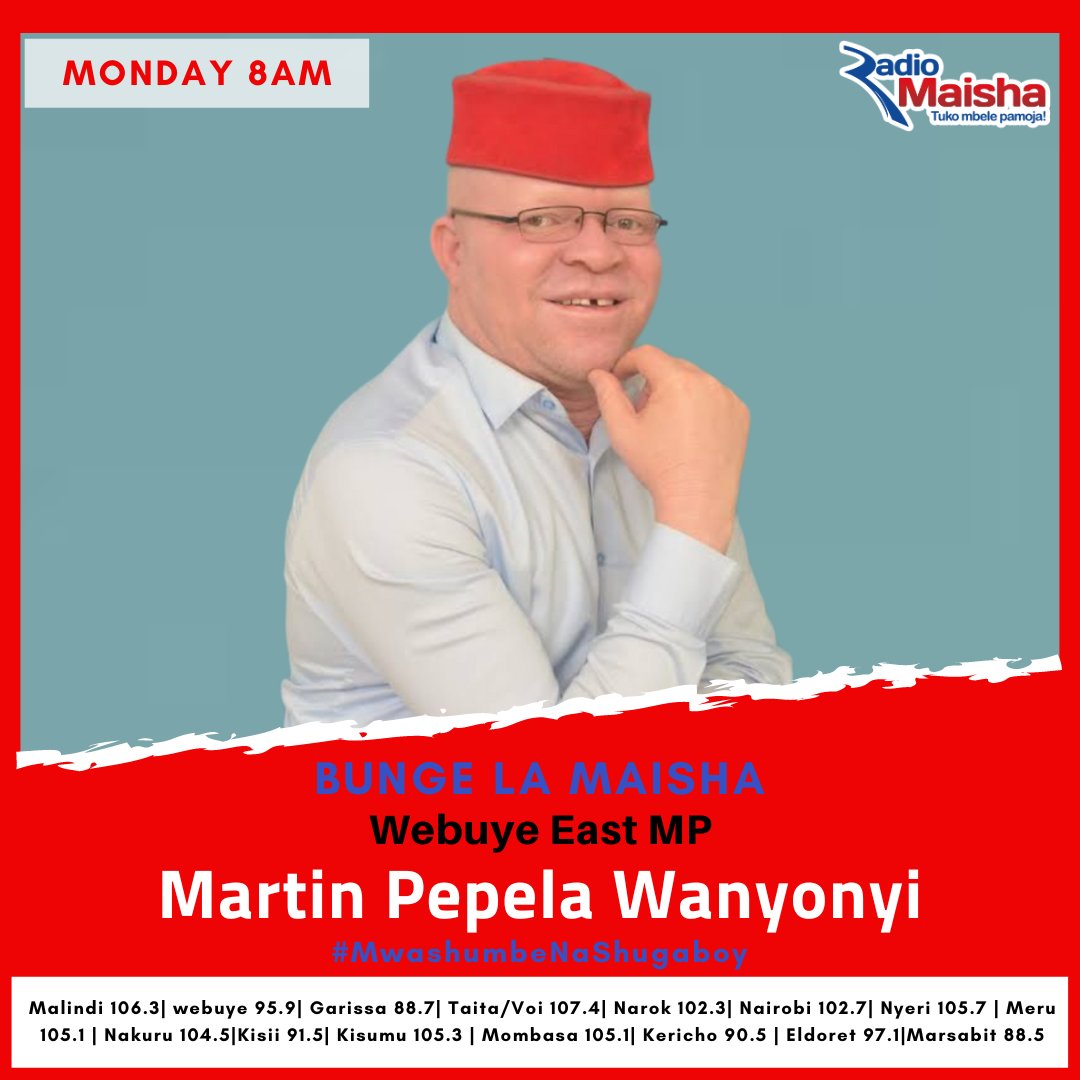 radiomaisha's tweet image. Webuye East MP, Martin Pepela Wanyonyi is our guest this morning on Bunge la Maisha. #MwashumbeNaShugaboy