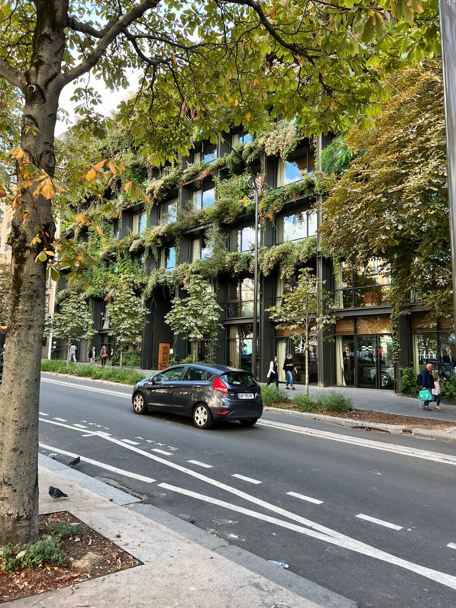 KellyCotel's tweet photo. Really nice example of urban greening in Paris, Villa M. A vertical green wall at the front of the building that blends in really nicely with the streetscape, public realm and other surrounding buildings of Hausmann style. #UrbanPlanning @UCCplanningsoc https://t.co/2MjMZ2bxTb https://t.co/ShFicZfGxV