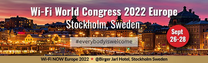 Have you signed up for the Wi-Fi World Congress in Stockholm, Sweden yet? If not, hurry up because the event is happening next week from September 26-28!

Sign up here: ow.ly/WwYo50KjMEP

#Stockholmsmässan #stockholm #sweden #wifinow #techevents #wifi