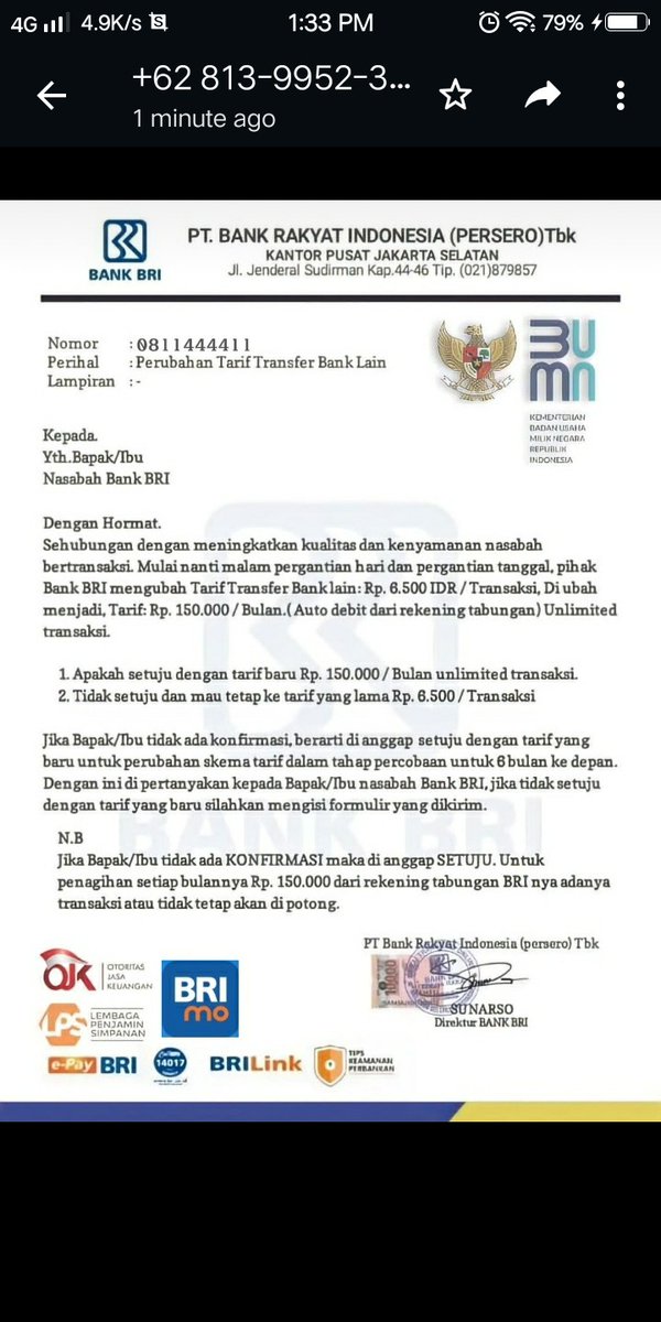 odheyudi's tweet photo. Ku anggap ini penipuan atau phising yah.. @BANKBRI_ID https://t.co/451QAbtpwl