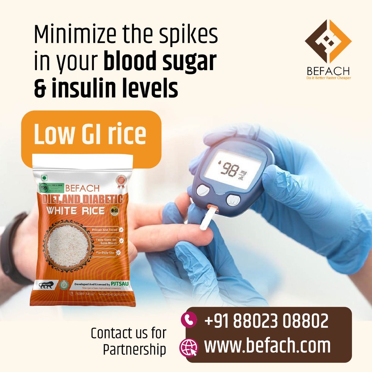 Befach_rice's tweet photo. Minimize the spikes in your blood sugar &amp; insulin levels
online@befach.com
Call - +91 8802308802
#rice #gi #glycaemicindex #diabetesdiet #diabetic #healthylifestyle #diet #lowcarb #diabeteslife #healthyfood #diabetes #fitness #wellness #diabetescare #sugar #nutrition https://t.co/sqWNBUbFkk