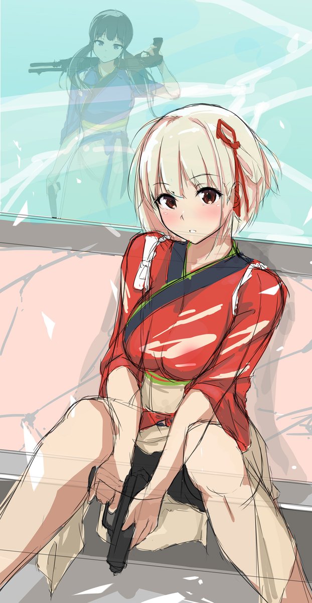 んでもって、こうするとだんだんエロくなるんですけれど、背後のたきなちゃんが怖いので…これ以上はw😨 