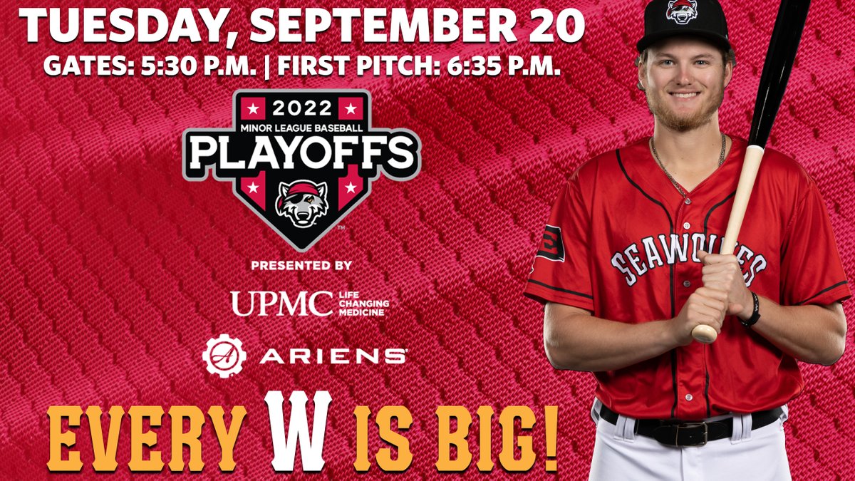 erie_seawolves's tweet photo. The SeaWolves have clinched their first playoff berth since 2013 and game one of the Southwest Division Series is Tuesday night at UPMC Park! 

Get your tickets here: https://t.co/LU6xw5XL7w https://t.co/o53Tx6kGJe