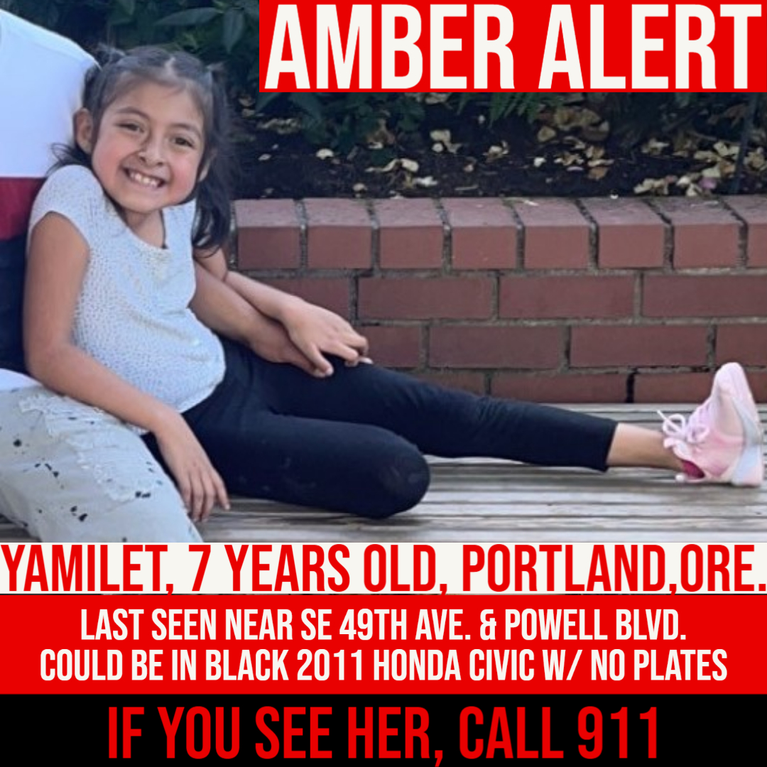 UPDATE: An AMBER Alert has been sent out in Portland to help find 7-year-old Yamilet, who was asleep in a car near SE 49th and Powell when someone stole the vehicle.

Updates here as info comes in: katu.com/news/local/car…