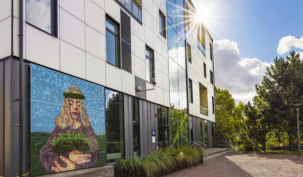 HSB Living Lab har i ett nytt projekt tillsammans med den innovativa betongtillverkare Butong och konstnären Charlie Granberg kombinerat gröna fasader-teknik med konstnärlig utsmyckning.  mynewsdesk.com/se/hsb_goetebo…