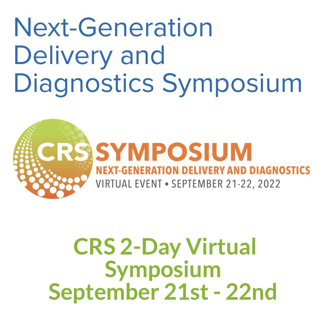 Outstanding 2-day symposium. This Wed + Thu. For industry and academia. On breakthrough technologies in delivery science: Robotics 🦾. Diagnostics 🧪. Artificial intelligence 💻. Pls retweet 🙏. ow.ly/EzBL50KKV2q. @CRS_FG_NANO @CRS_FG_Oral @CRS_FG_BioEng @CRS_FG_Nervous