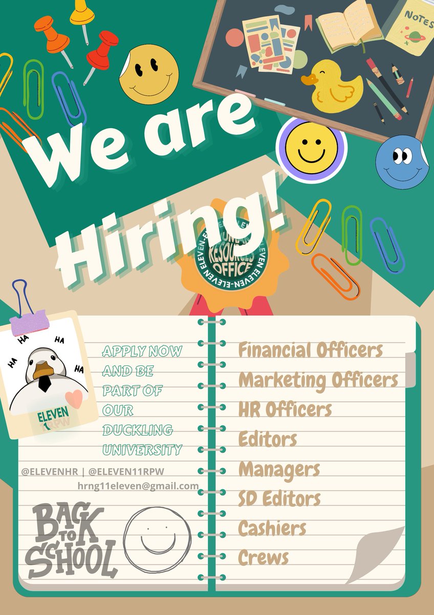 ⠀
   
       GOOD DAY, BIBES!⠀

       11/11 is looking for new employees
       that are competent and willing
       to be a part of the start of our
       Philippine Duckling University!

       See the form below this tweet
       and fill it out if you’re interested. 

ㅤ