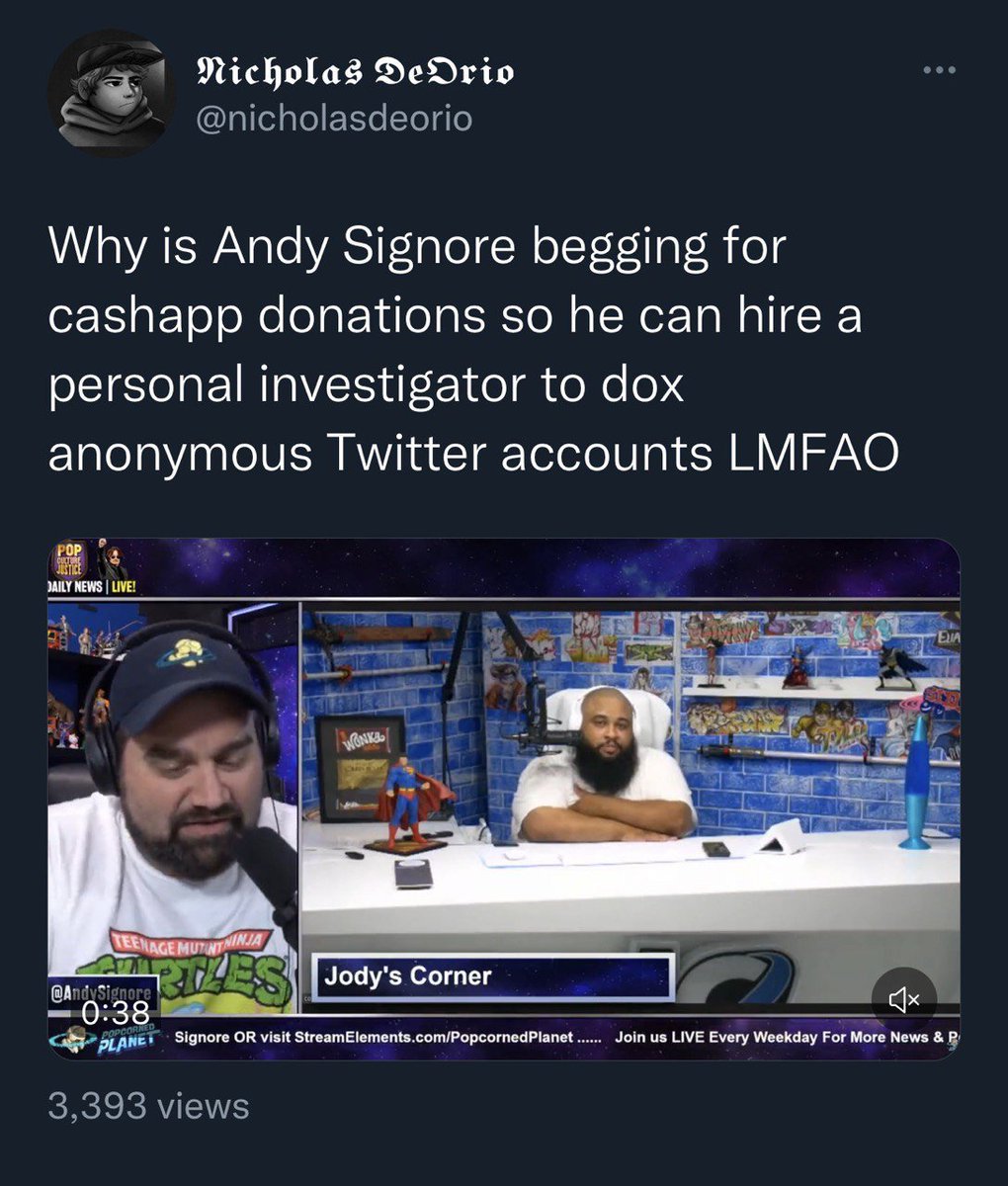 andysignore's tweet photo. Bozos 🤡 are clipping me out of context saying “I’m begging for $$$ to Dox folks I don’t like” 

FALSE.

This isn’t about me dumb dumbs, nor will I ever DOX anyone. It’s about Main Stream Media Working with &amp; LEGITIMIZING Anonymous Twitter DOXERS &amp; TROLLS.

A Kamilla THREAD🧵... https://t.co/bZPk3sCYvk