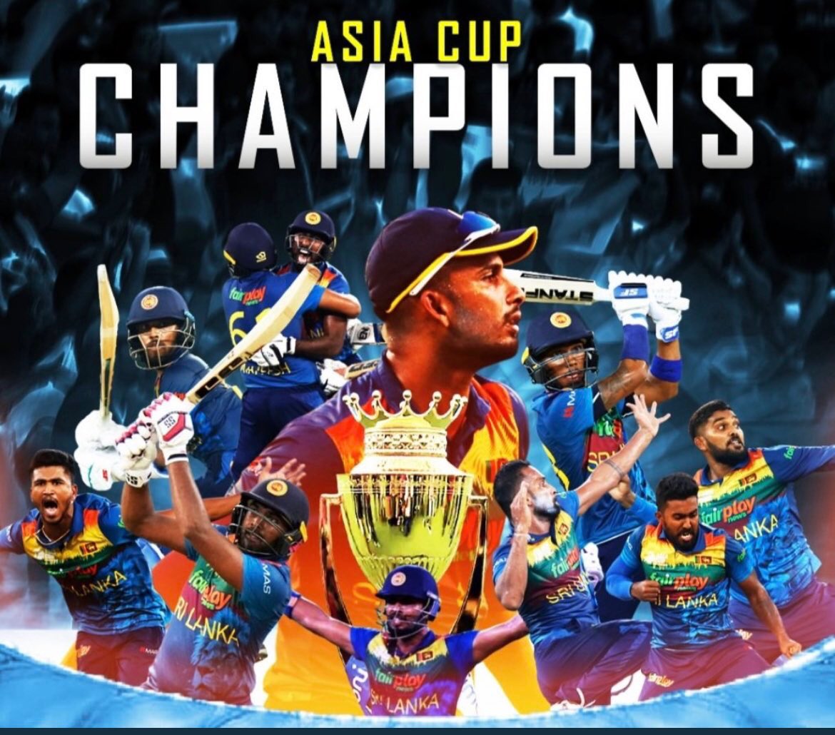 kshithi68's tweet photo. We are the champions! 🏆Well done @dasunshanaka1and the boys! #AsiaCup2022Final #SLvPAK https://t.co/Cr6jNLAqWe