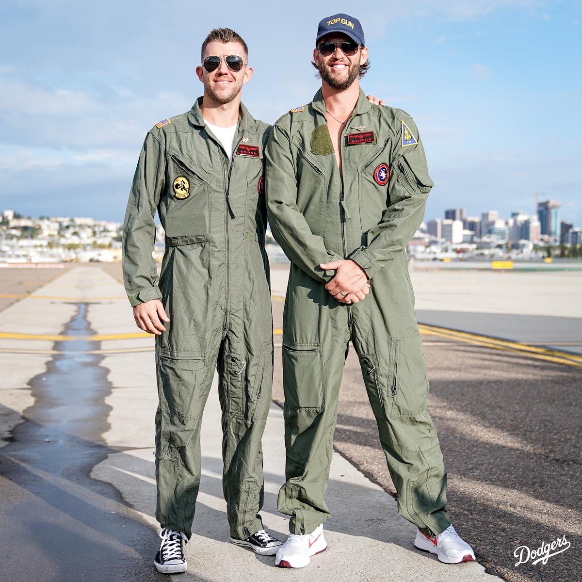 Dodgers's tweet photo. Goose and Maverick. https://t.co/WbVCqHUTuK