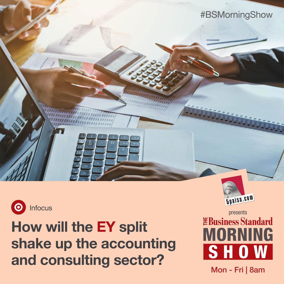 bsindia's tweet photo. How will EY’s split shake up the sector?
Get the answer in #BSMorningShow.
#WatchNow. https://t.co/b881kYTs7N
@5paisa #Accountingsector #TMS #TheMorningShow #EY #ErnstandYoung
https://t.co/jXPE5B7PM7 https://t.co/loqgQMAkw9
