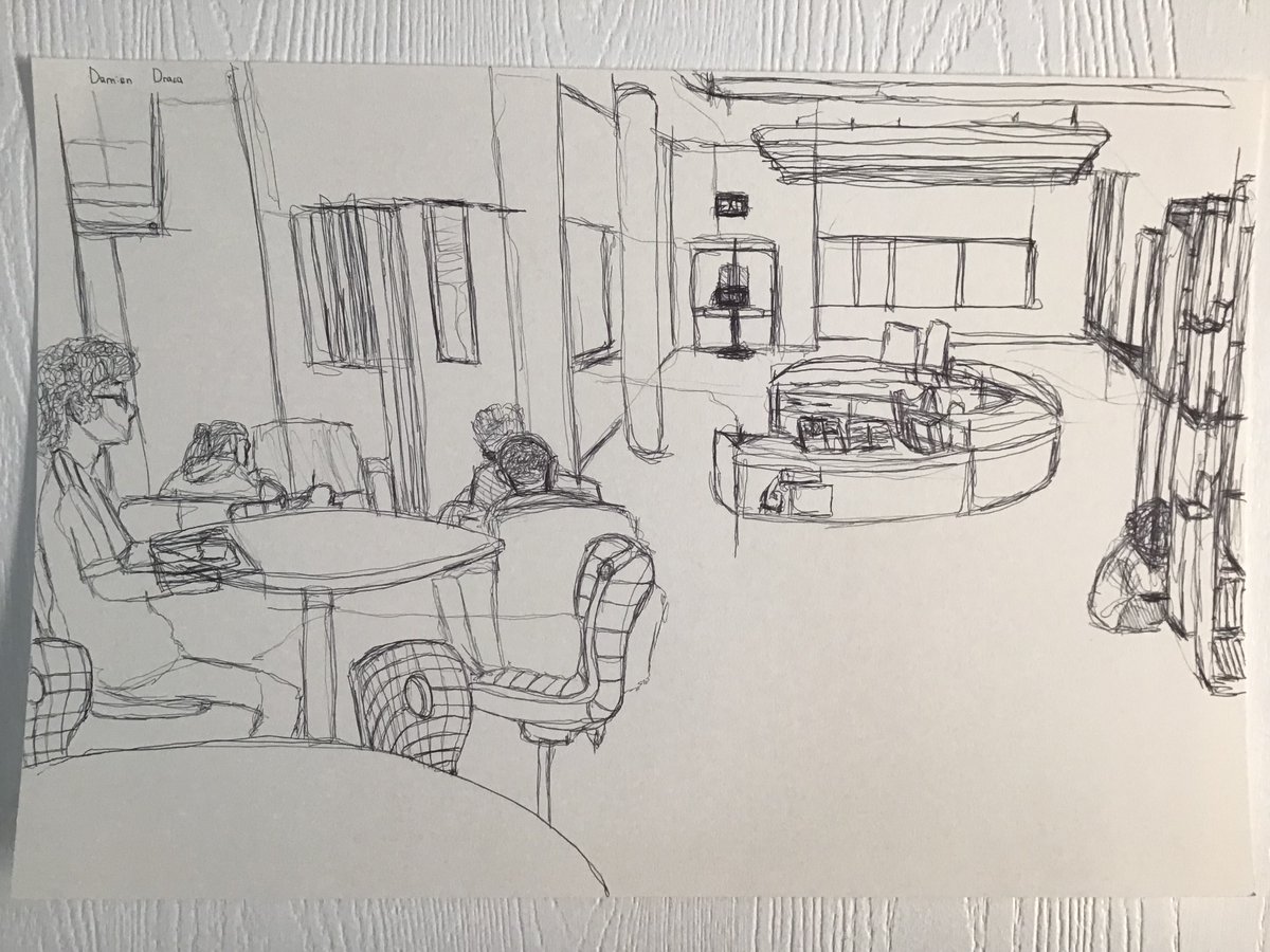 SotoArths's tweet photo. Using drawing technique Continuous line and Rule-of-Thirds Composition method with only ink on 12" x 18" paper. #7thperiod #1hour #sotoart #crhsart Rajan M-C, Damien D,  Hannah L, Ellia F. https://t.co/fcnOjWHAfT