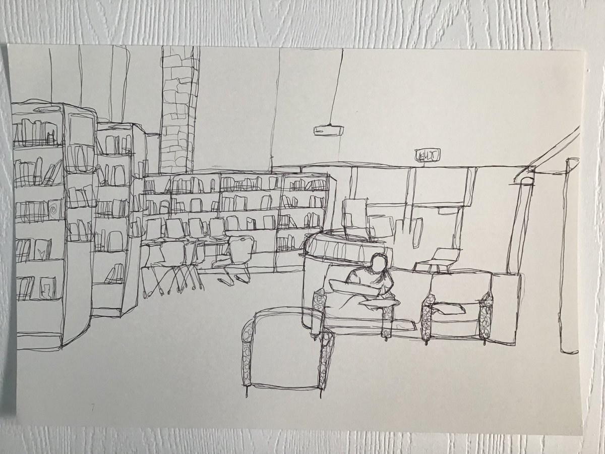 SotoArths's tweet photo. Using drawing technique Continuous line and Rule-of-Thirds Composition method with only ink on 12" x 18" paper. #7thperiod #1hour #sotoart #crhsart Rajan M-C, Damien D,  Hannah L, Ellia F. https://t.co/fcnOjWHAfT