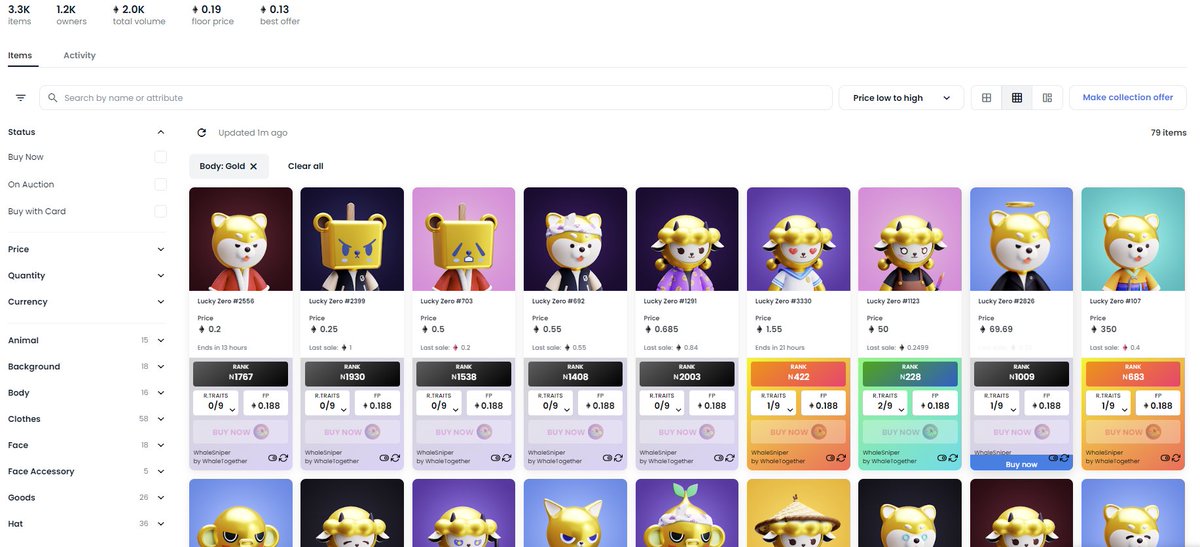 theluisalvarado's tweet photo. @luckyzeros NEWS! 

In a collection of 3,333 there are 79 gold trait zeros

5 available for sale under 1 ETH. After that its a big jump to 1.55 ETH, then 50 ETH ;)

Look at the quality of these babies! Don't miss out on your chance to get one of these near floor!🔥

Embrace the Ø https://t.co/Ym7QOTU0YQ