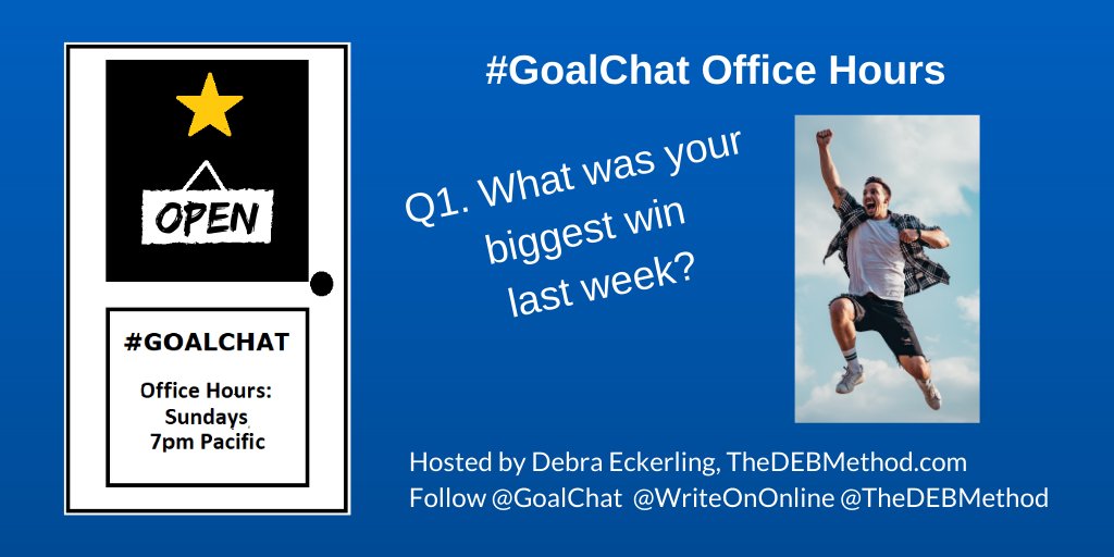 TheDEBMethod's tweet photo. Q1. What was your biggest win last week? @WriteOnOnline @GoalChat #GoalChat https://t.co/RKslZWbdBS