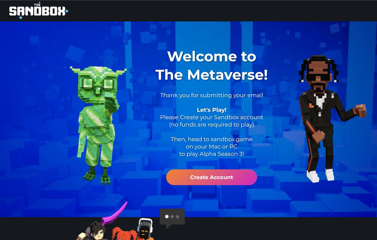 yulia_jazz's tweet photo. @TheSandboxGame @GutterCatGang I found it but I'm not sure it registers properly. When I enter the email address I used for my SB account it brought me to SB registration page which is odd.. but then there's a line that says "Thank you for submitting your email." So I hope it went through fine. https://t.co/oESBhRypUE