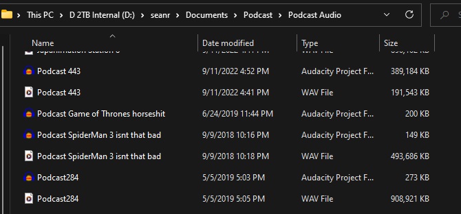 I was reorganizing some files after recording the first podcast since I got this new computer and found a batch of files where I decided to break my usual naming conventions.