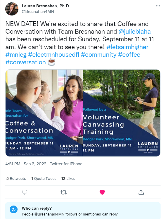 MNUpNorthLakeG1's tweet photo. What kind of out-of-touch weirdos conduct political door knocking on a Sunday, Sept 11th?

@julieblaha  @Bresnahan4MN

#mnleg #letsaimhigher https://t.co/JesfE8nRdw