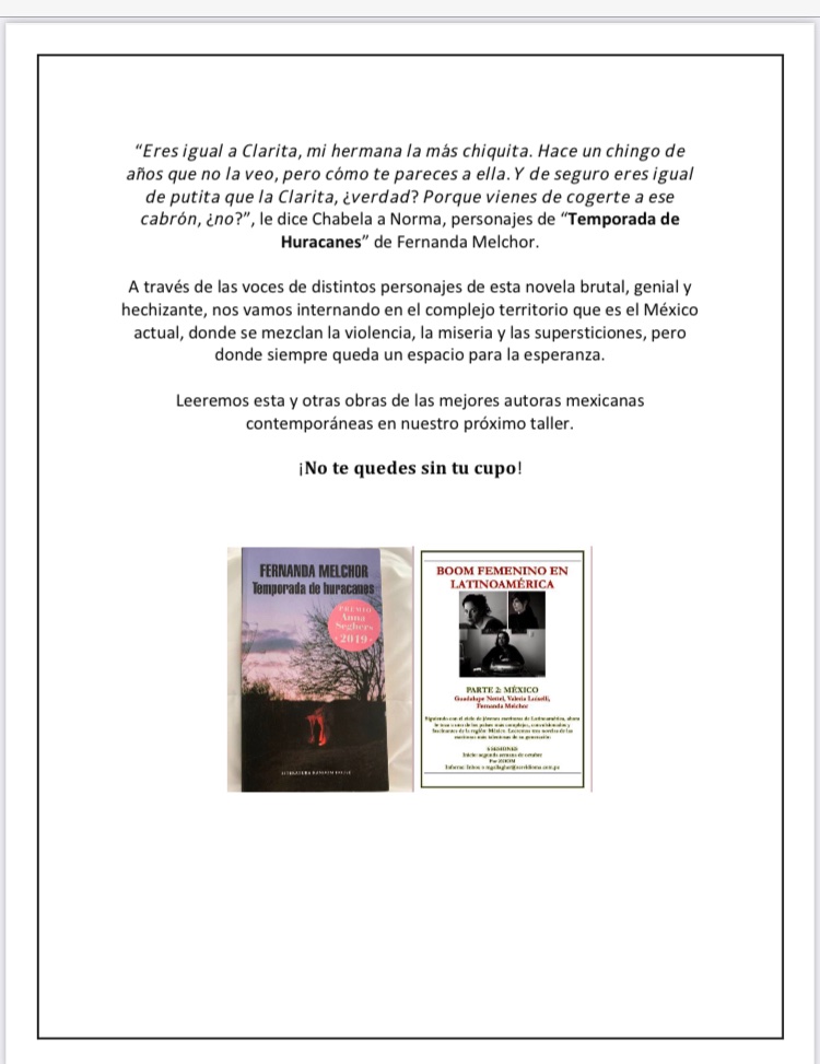 ciudadansiedad's tweet photo. Recomiendo 100%:  Taller de literatura - Melanie Gallagher https://t.co/ZqVjlW3FGo