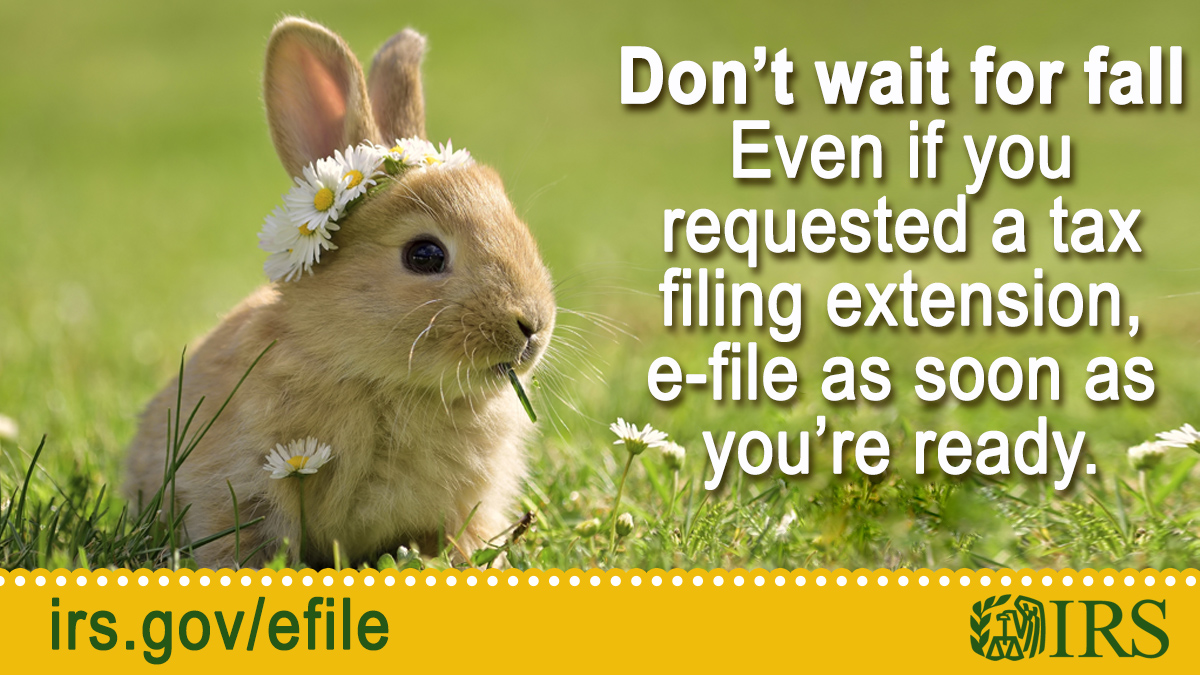 IRSnews's tweet photo. Taxpayers who requested an extension have until Oct. 17 of this year to file their tax return. However, if you have all the necessary information to file an accurate return, filing before summer vacation would definitely be a good idea. See https://t.co/naYAG42oZR https://t.co/oF5S23cizG